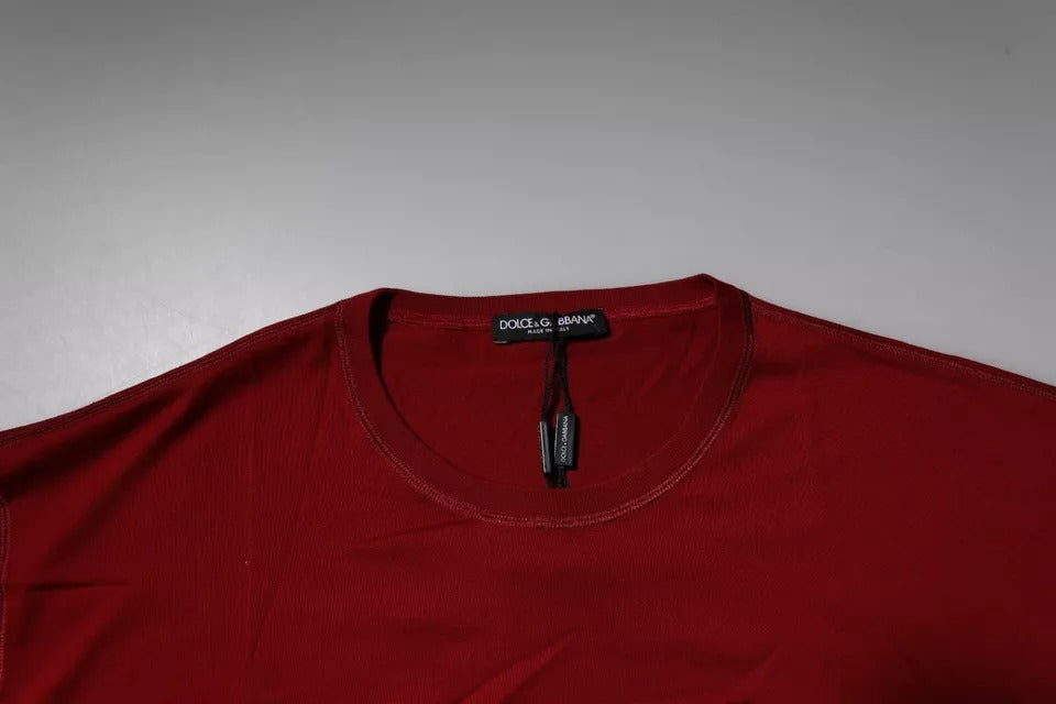 Dolce &amp; Gabbana Sample Sale Dolce &amp; Gabbana Red Logo Tape Cotton Crew Neck T-shirt - | Designer outlet