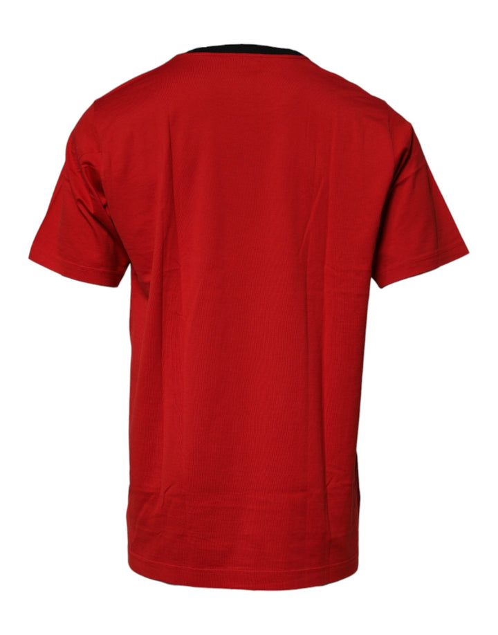 Dolce &amp; Gabbana Sample Sale Dolce &amp; Gabbana Red Logo Crown Cotton Crew Neck T-shirt - | Designer outlet