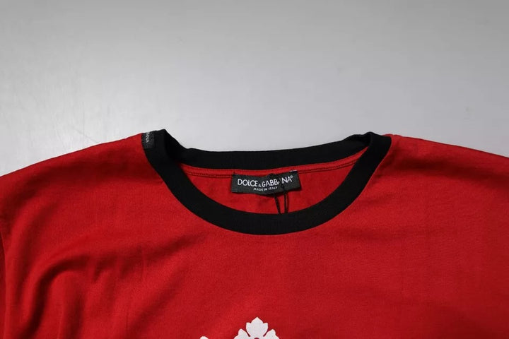 Dolce &amp; Gabbana Sample Sale Dolce &amp; Gabbana Red Logo Crown Cotton Crew Neck T-shirt - | Designer outlet