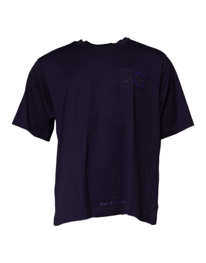Dolce &amp; Gabbana Sample Sale Dolce &amp; Gabbana Navy Blue DG Logo Cotton Crew Neck T-shirt - | Designer outlet