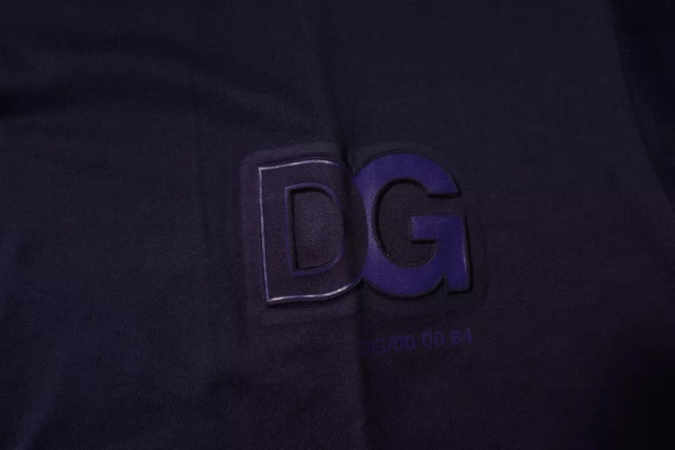 Dolce &amp; Gabbana Sample Sale Dolce &amp; Gabbana Navy Blue DG Logo Cotton Crew Neck T-shirt - | Designer outlet