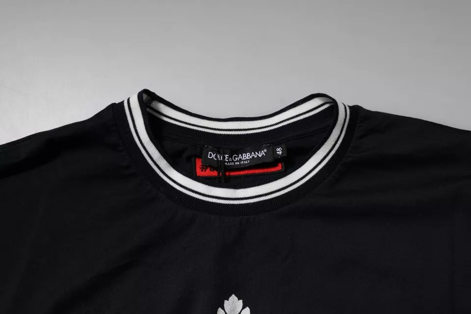 Dolce &amp; Gabbana Dark Blue Logo Crown Cotton Crew Neck T-shirt by Dolce &amp; Gabbana outlet now on sale