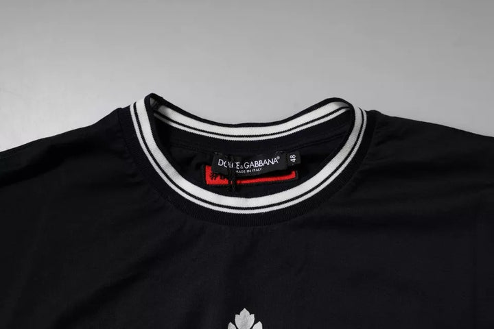 Dolce &amp; Gabbana Dark Blue Logo Crown Cotton Crew Neck T-shirt by Dolce &amp; Gabbana outlet now on sale