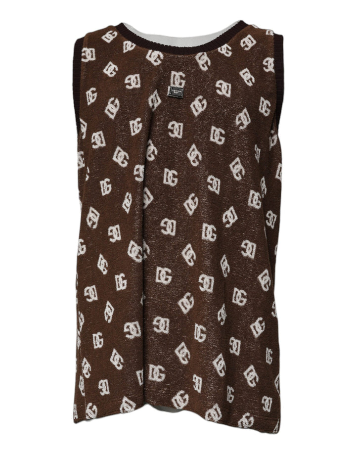 Dolce &amp; Gabbana Sample Sale Dolce &amp; Gabbana Brown Logo Monogram Cotton Crew Neck T-shirt - | Designer outlet