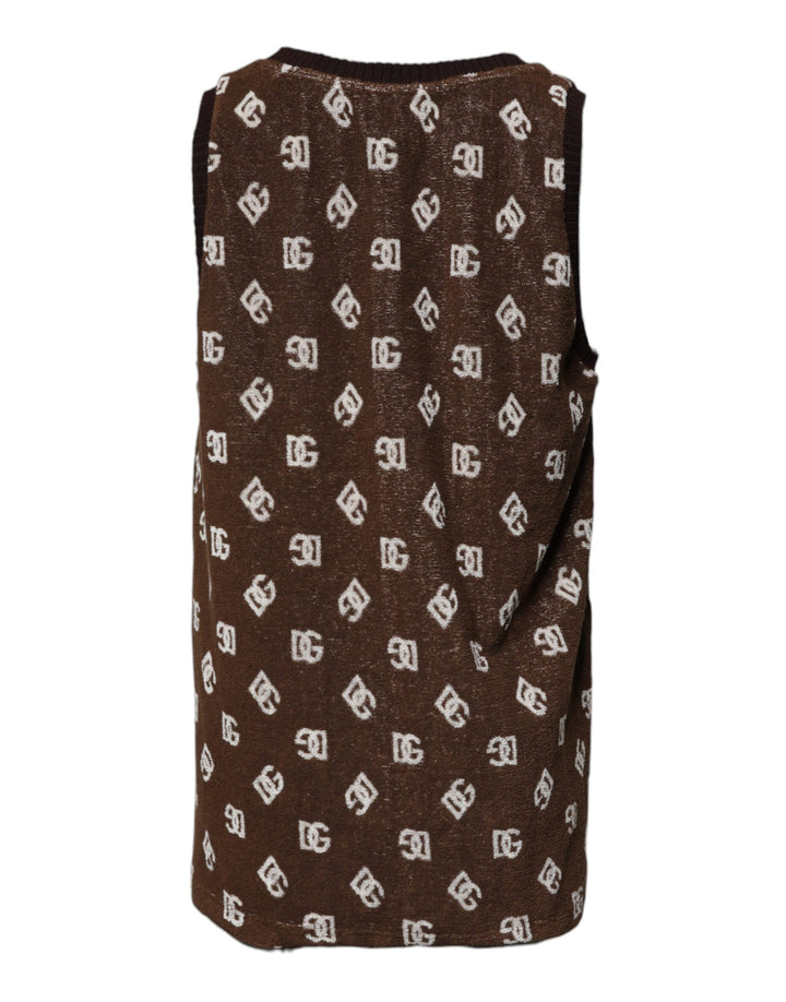 Dolce &amp; Gabbana Sample Sale Dolce &amp; Gabbana Brown Logo Monogram Cotton Crew Neck T-shirt - | Designer outlet