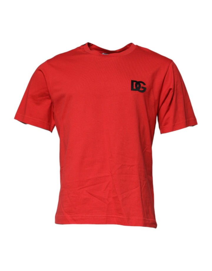 Dolce &amp; Gabbana Sample Sale Dolce &amp; Gabbana Red DG Logo Patch Cotton Crew Neck T-shirt - | Designer outlet