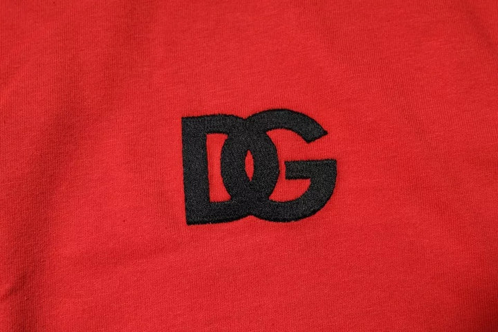 Dolce &amp; Gabbana Sample Sale Dolce &amp; Gabbana Red DG Logo Patch Cotton Crew Neck T-shirt - | Designer outlet