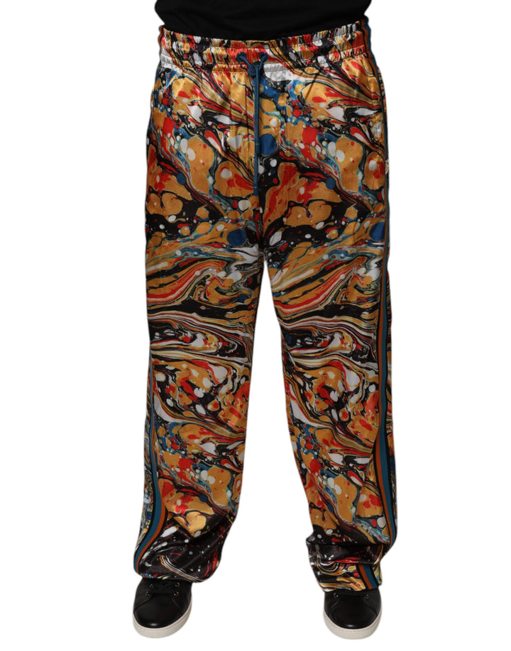Dolce &amp; Gabbana Sample Sale Dolce &amp; Gabbana Multicolor Marble Satin Men Tracksuit Pants - | Designer outlet