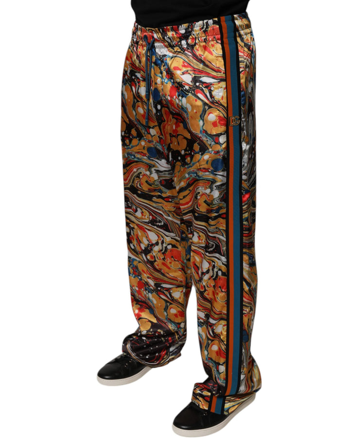 Dolce &amp; Gabbana Multicolor Marble Satin Men Tracksuit Pants by Dolce &amp; Gabbana outlet now on sale