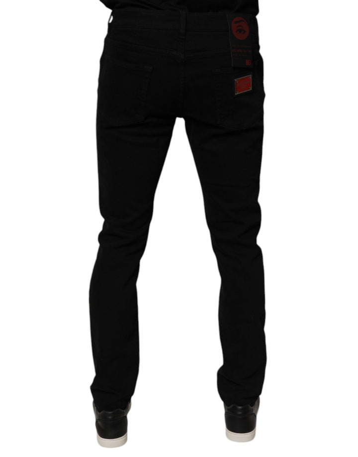 Dolce &amp; Gabbana Sample Sale Dolce &amp; Gabbana Black Tattered Cotton Skinny Men Denim Jeans - | Designer outlet