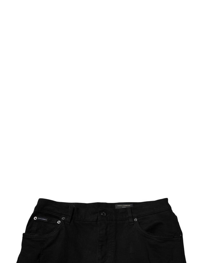 Dolce &amp; Gabbana Sample Sale Dolce &amp; Gabbana Black Tattered Cotton Skinny Men Denim Jeans - | Designer outlet