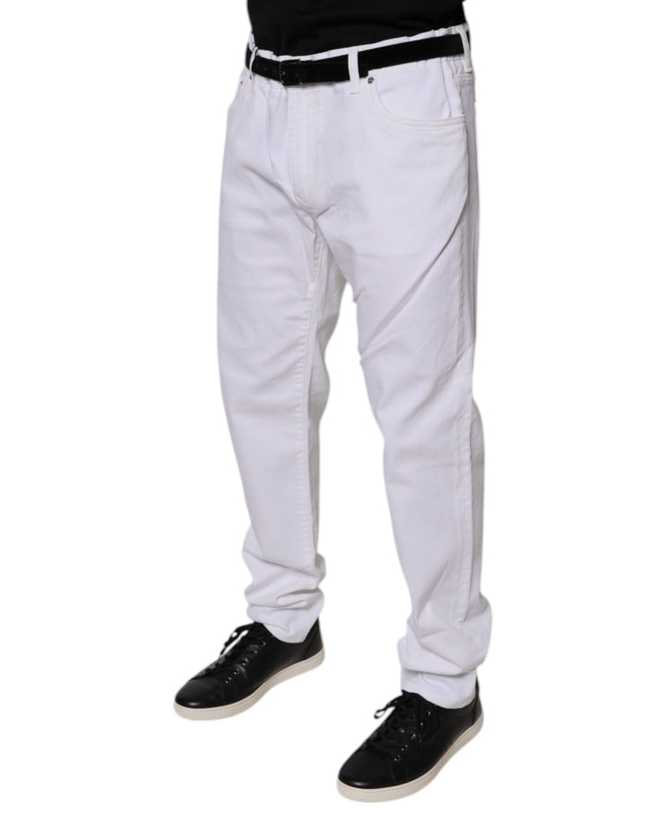 Dolce &amp; Gabbana Sample Sale Dolce &amp; Gabbana White Cotton Stretch Skinny Men Denim Jeans - | Designer outlet