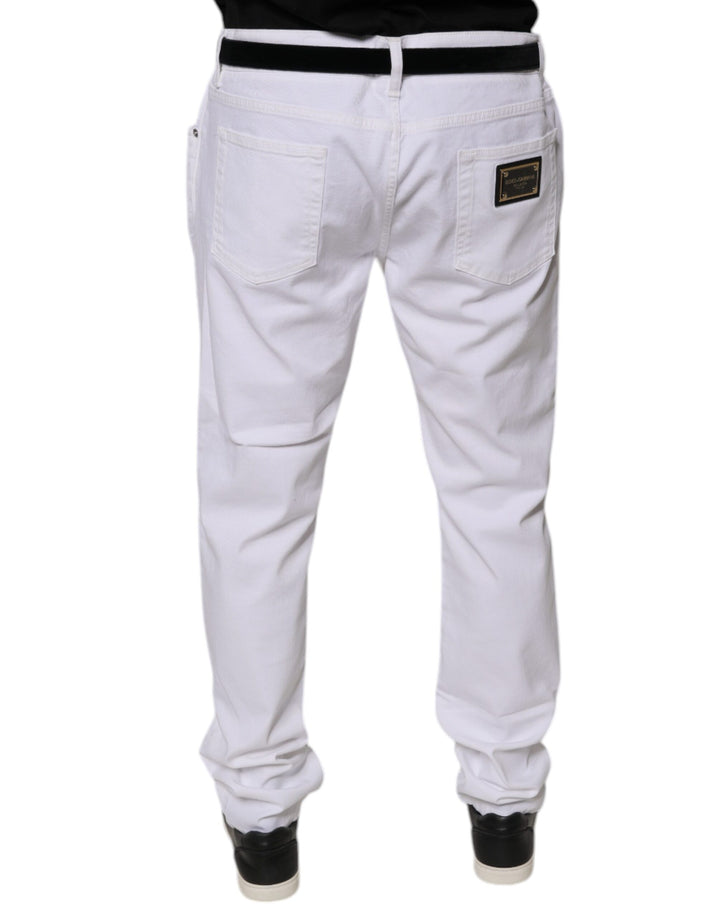 Dolce &amp; Gabbana Sample Sale Dolce &amp; Gabbana White Cotton Stretch Skinny Men Denim Jeans - | Designer outlet