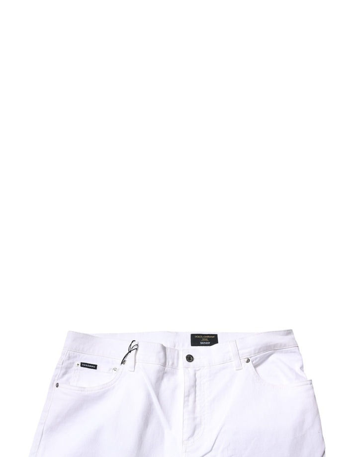 Dolce &amp; Gabbana Sample Sale Dolce &amp; Gabbana White Cotton Stretch Skinny Men Denim Jeans - | Designer outlet