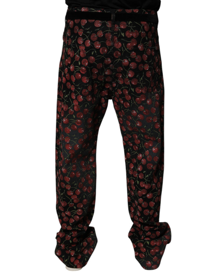 Dolce &amp; Gabbana Sample Sale Dolce &amp; Gabbana Black Cherry Cotton Straight Men Denim Jeans - | Designer outlet