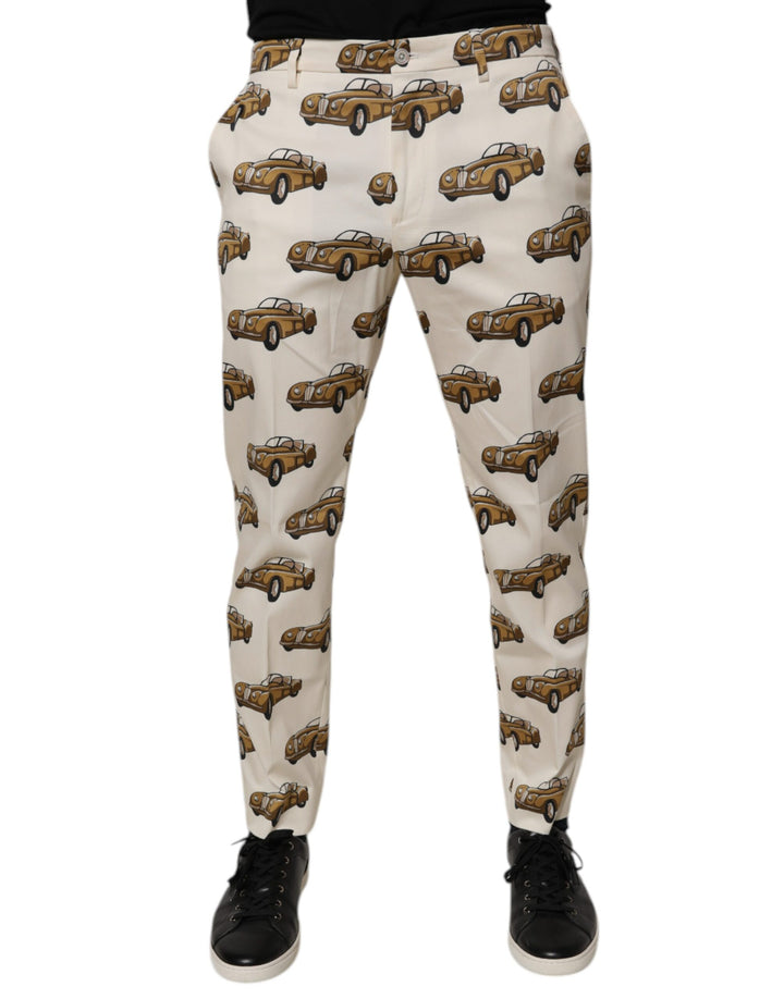 Dolce &amp; Gabbana Sample Sale Dolce &amp; Gabbana Off White Cars Cotton Skinny Men Denim Jeans - | Designer outlet
