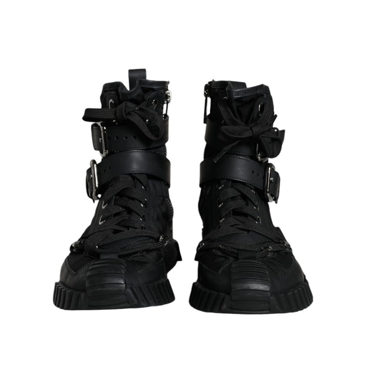 Dolce & Gabbana Black Nylon Lace-Up Boots