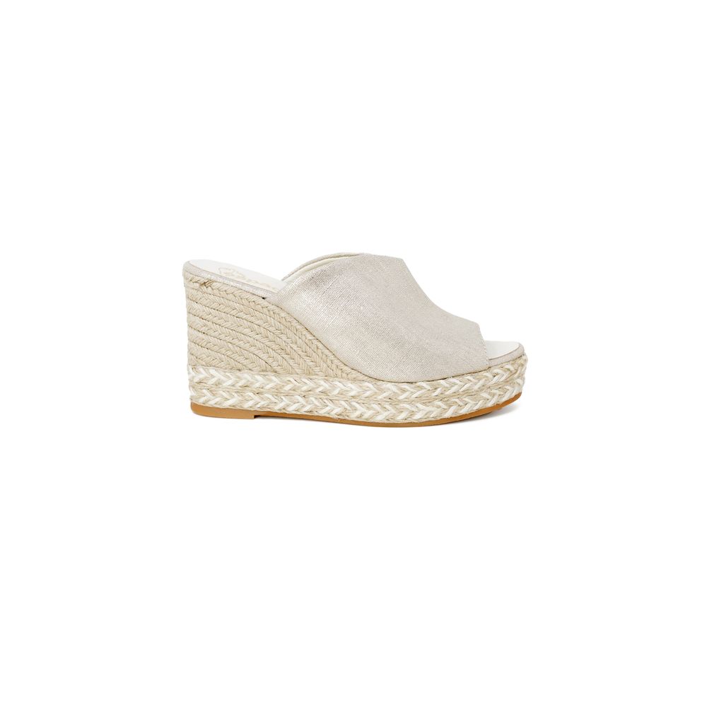 Espadrilles Gold Leather Upper Jute Midsole Rubber Outsole Platforms & Wedge