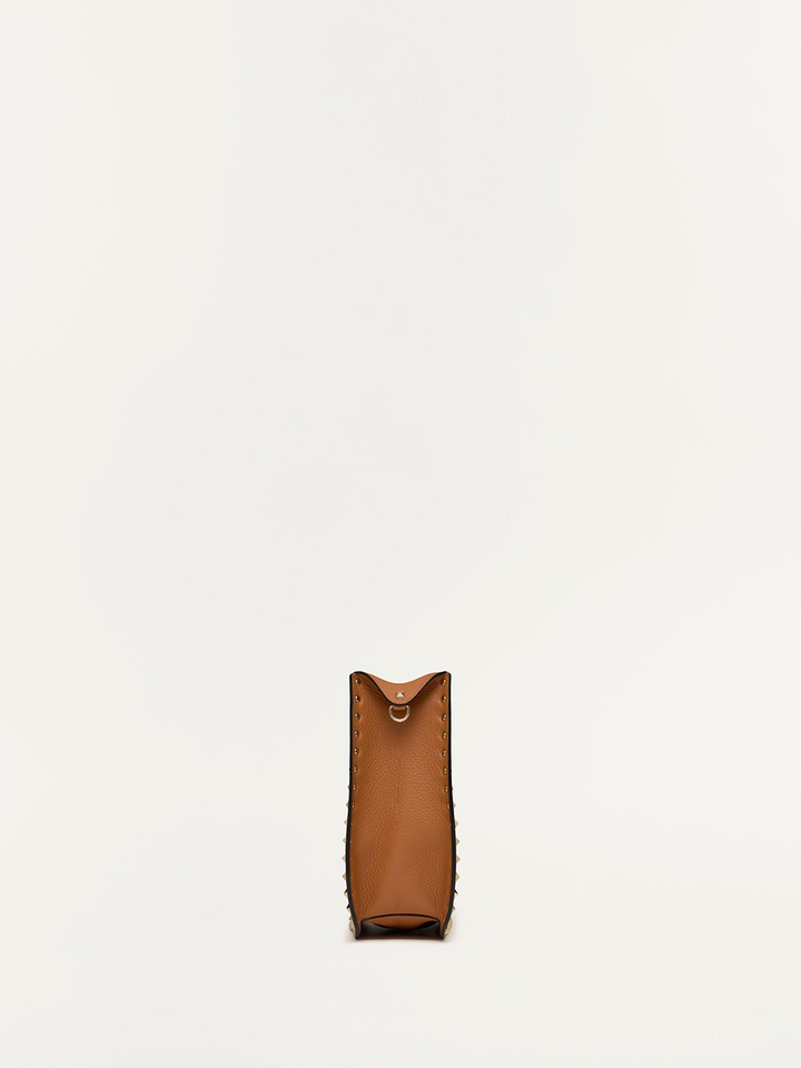 Valentino Garavani Brown Grainy Calf Hobo Rockstudt Bag