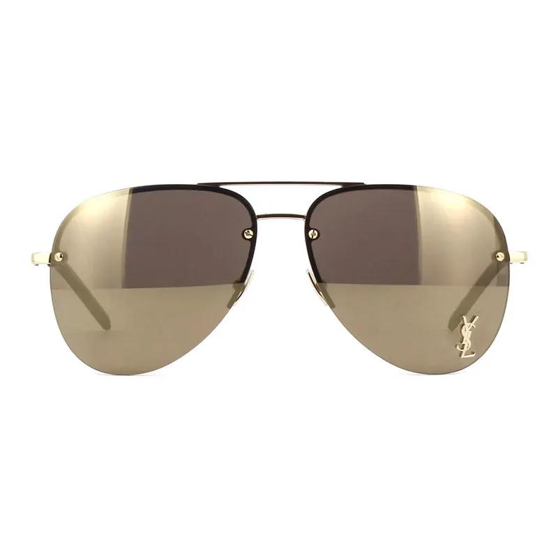 Saint Laurent Sunglasses Aviator Semi Rim, Silver Frame and Grey Gradient Lens