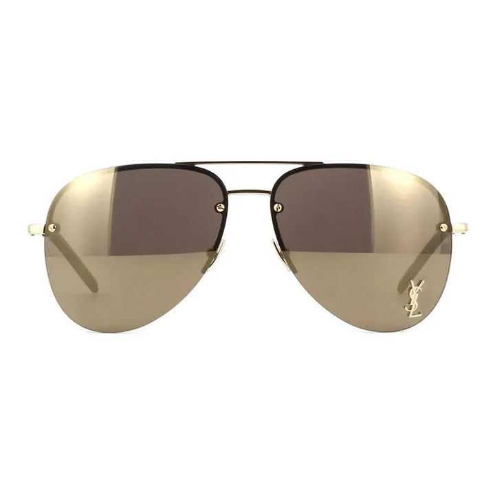 Saint Laurent Sunglasses Aviator Semi Rim, Silver Frame and Grey Gradient Lens