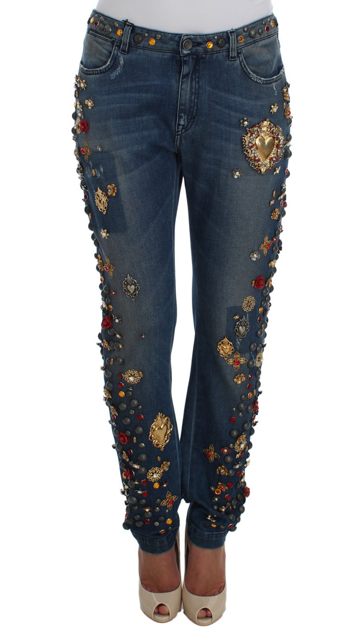 Dolce &amp; Gabbana Sample Sale Dolce &amp; Gabbana Crystal Roses Heart Embellished Jeans - | Designer outlet