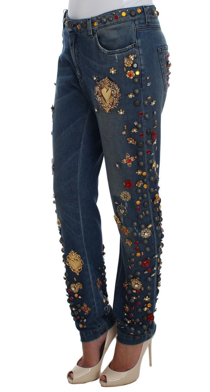 Dolce &amp; Gabbana Sample Sale Dolce &amp; Gabbana Crystal Roses Heart Embellished Jeans - | Designer outlet