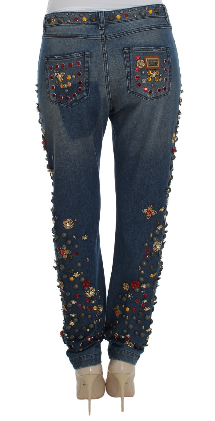 Dolce &amp; Gabbana Sample Sale Dolce &amp; Gabbana Crystal Roses Heart Embellished Jeans - | Designer outlet
