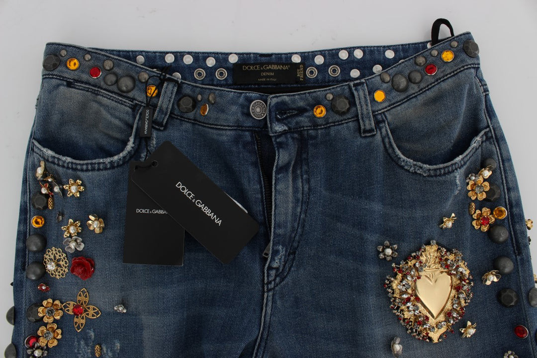 Dolce &amp; Gabbana Sample Sale Dolce &amp; Gabbana Crystal Roses Heart Embellished Jeans - | Designer outlet