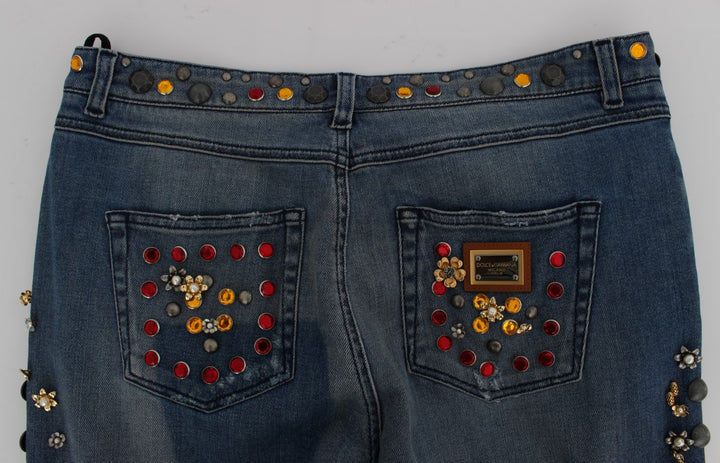 Dolce &amp; Gabbana Sample Sale Dolce &amp; Gabbana Crystal Roses Heart Embellished Jeans - | Designer outlet