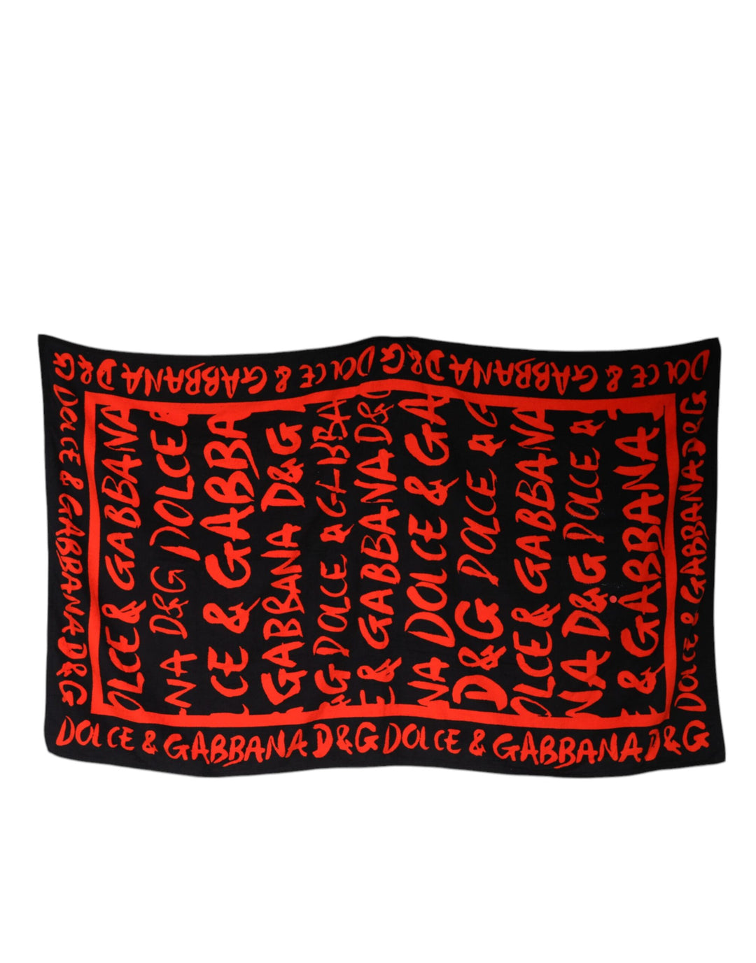 Dolce &amp; Gabbana Sample Sale Dolce &amp; Gabbana Black Red Logo Print Cotton Beach Towel - | Designer outlet