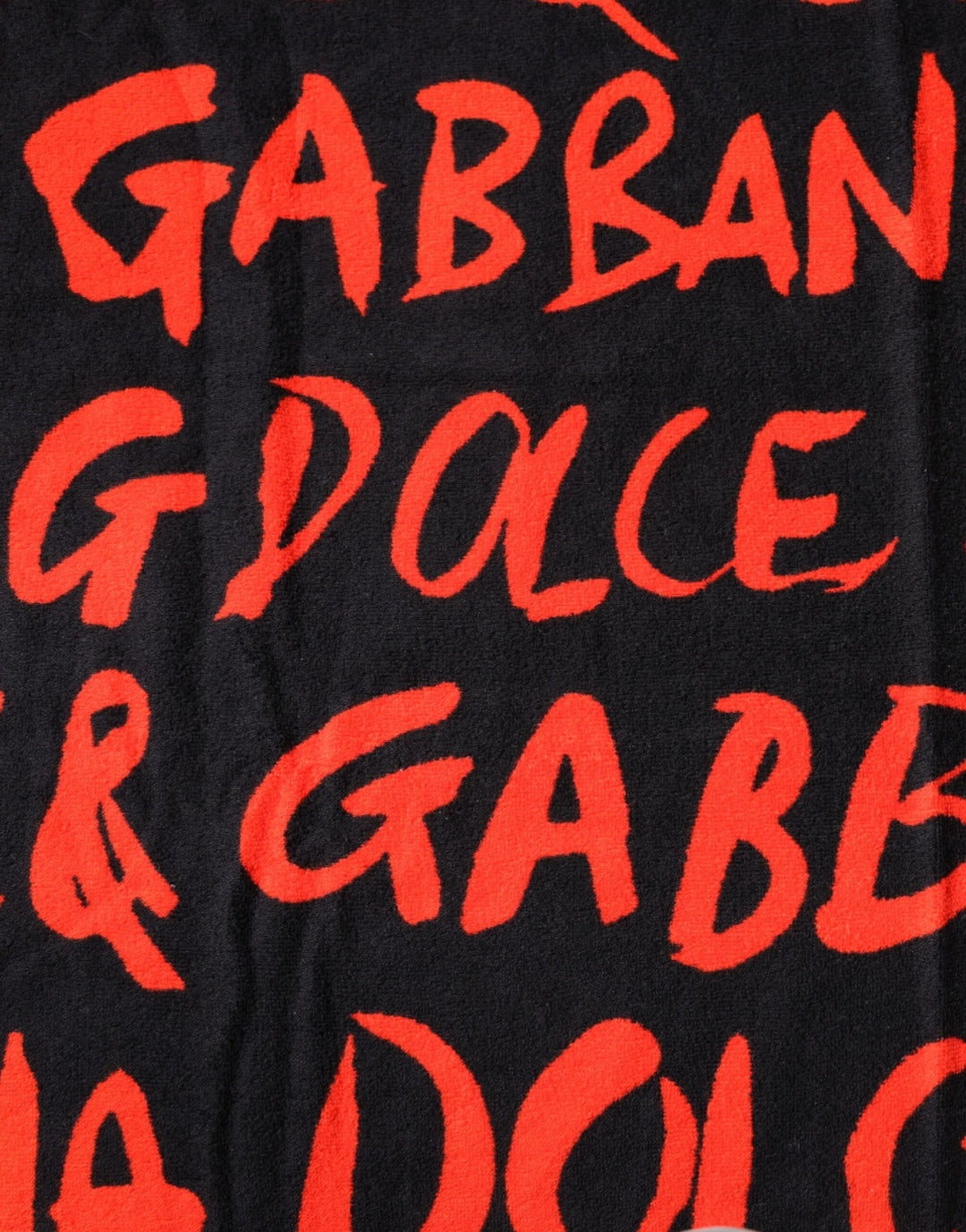 Dolce &amp; Gabbana Sample Sale Dolce &amp; Gabbana Black Red Logo Print Cotton Beach Towel - | Designer outlet