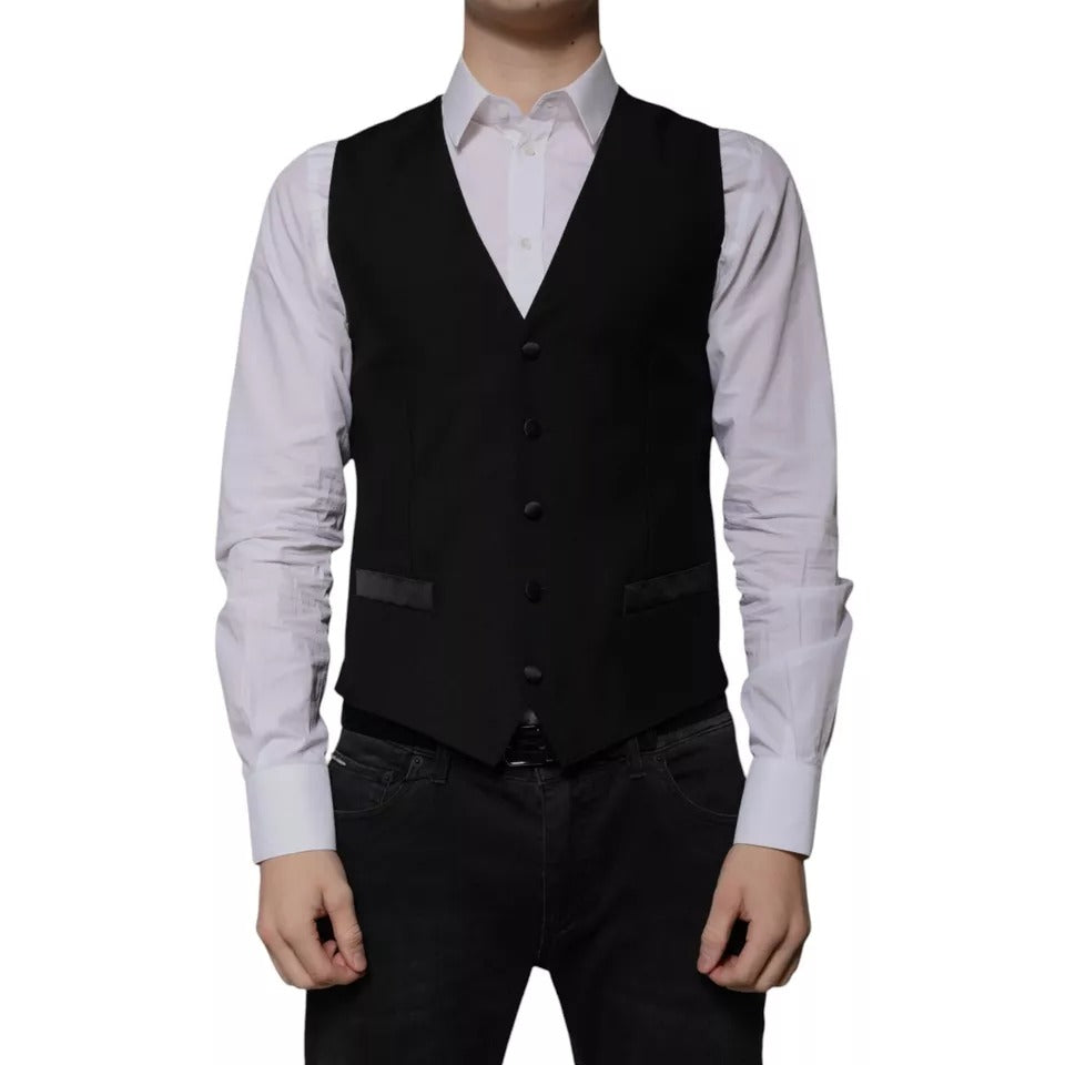 Dolce &amp; Gabbana Sample Sale Dolce &amp; Gabbana Black Wool Formal Dress Men Waistcoat Vest - | Designer outlet