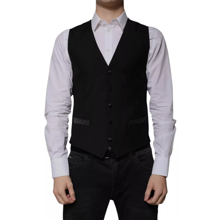 Dolce &amp; Gabbana Sample Sale Dolce &amp; Gabbana Black Wool Formal Dress Men Waistcoat Vest - | Designer outlet