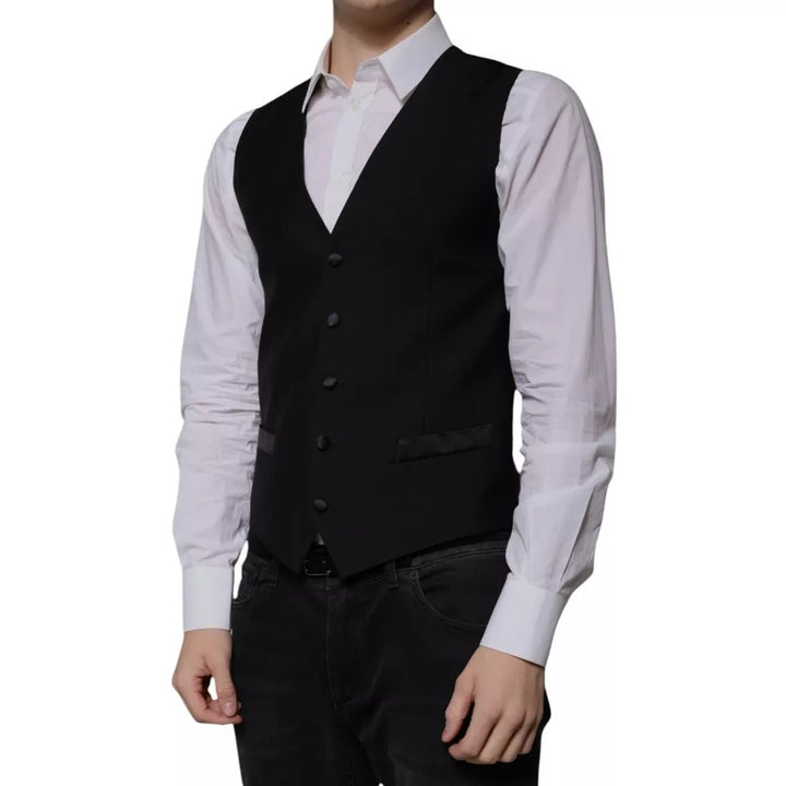 Dolce &amp; Gabbana Sample Sale Dolce &amp; Gabbana Black Wool Formal Dress Men Waistcoat Vest - | Designer outlet