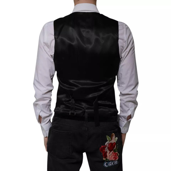 Dolce &amp; Gabbana Sample Sale Dolce &amp; Gabbana Black Wool Formal Dress Men Waistcoat Vest - | Designer outlet