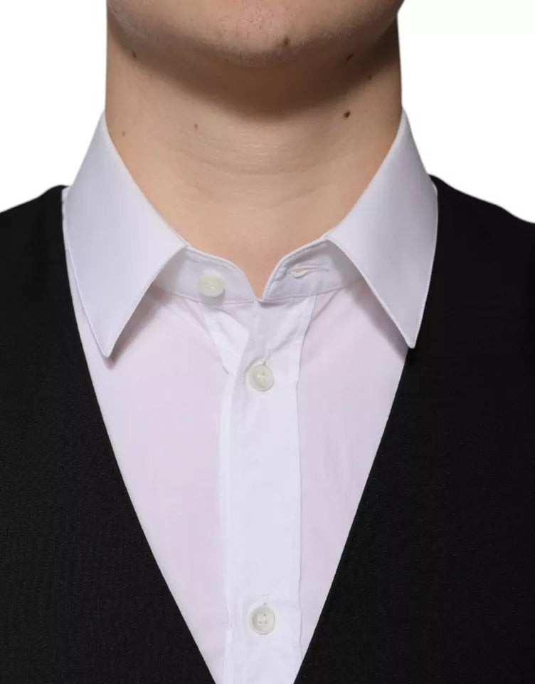 Dolce &amp; Gabbana Sample Sale Dolce &amp; Gabbana Black Wool Formal Dress Men Waistcoat Vest - | Designer outlet