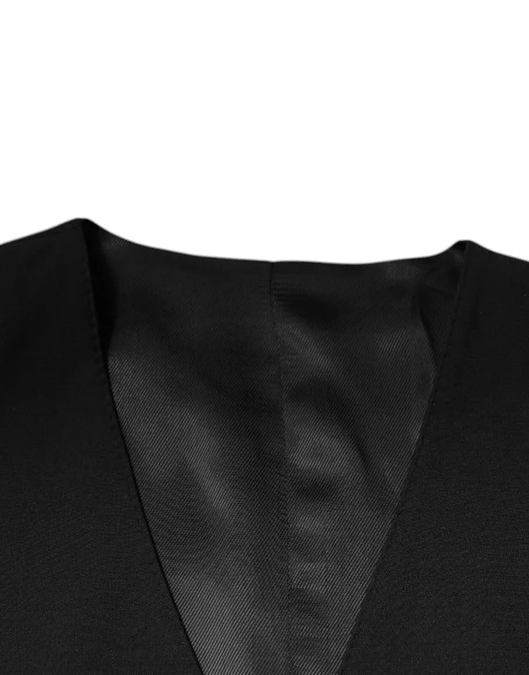 Dolce &amp; Gabbana Sample Sale Dolce &amp; Gabbana Black Wool Formal Dress Men Waistcoat Vest - | Designer outlet