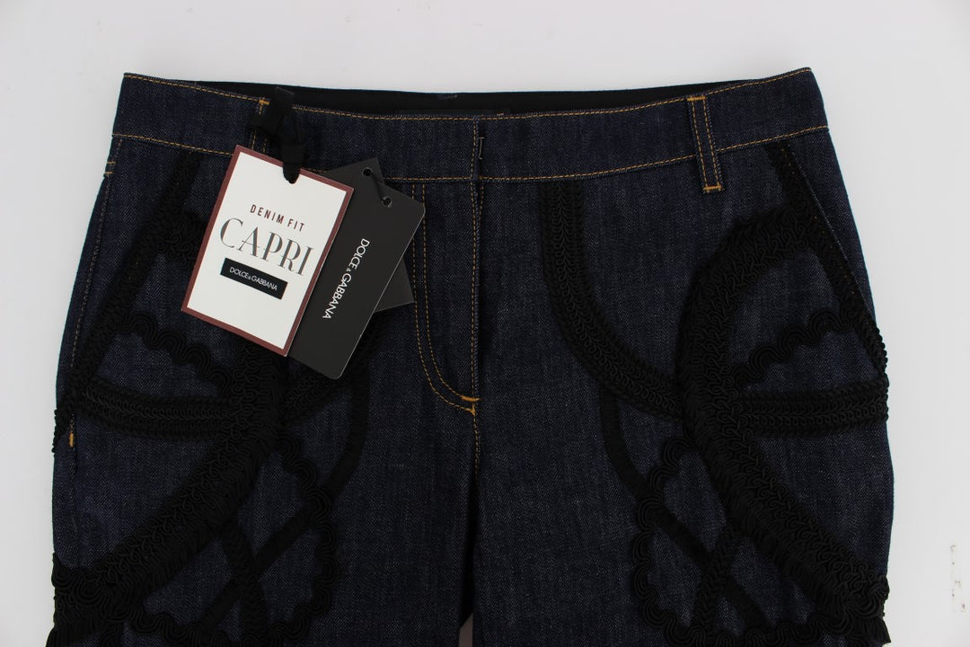 Dolce &amp; Gabbana Sample Sale Dolce &amp; Gabbana Blue Denim Cotton CAPRI Torero Jeans - | Designer outlet