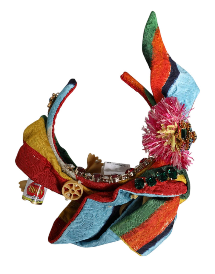 Dolce &amp; Gabbana Sample Sale Dolce &amp; Gabbana Multicolor Floral Crystal Embellished Diadem Headband - | Designer outlet