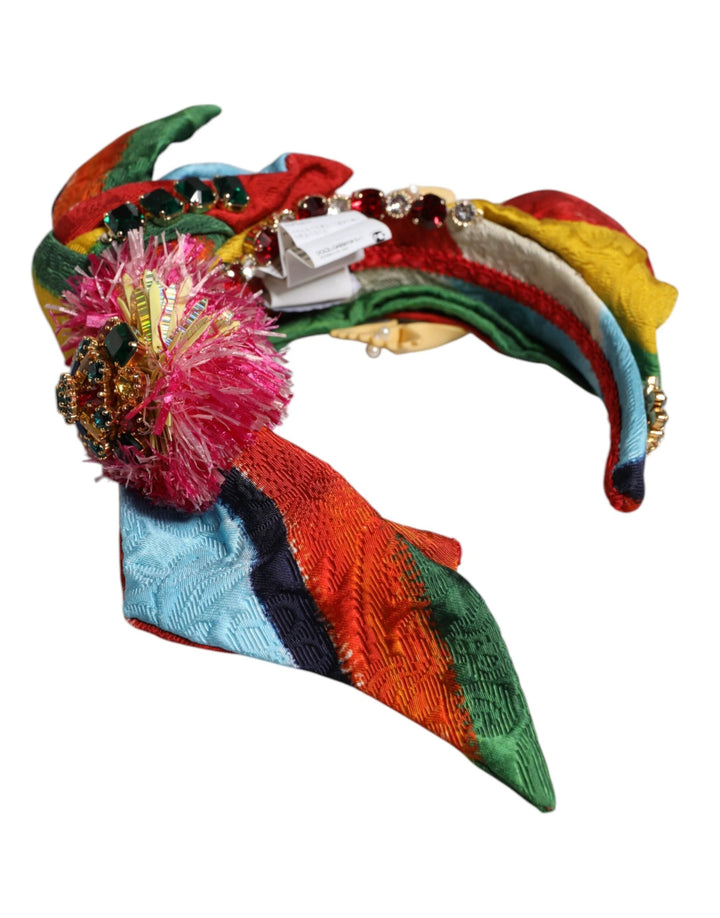 Dolce &amp; Gabbana Multicolor Floral Crystal Embellished Diadem Headband by Dolce &amp; Gabbana outlet now on sale