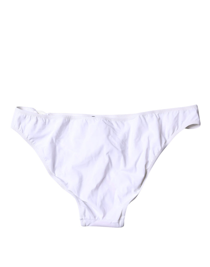 Dolce & Gabbana White Nylon Beachwear Bikini Bottom Swimwear