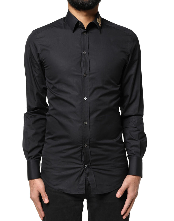 Dolce &amp; Gabbana Sample Sale Dolce &amp; Gabbana Black Love Embroidery GOLD Formal Dress Shirt - | Designer outlet