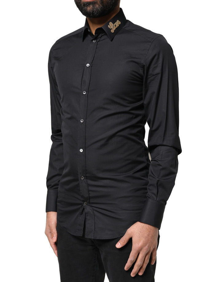 Dolce &amp; Gabbana Black Love Embroidery GOLD Formal Dress Shirt by Dolce &amp; Gabbana outlet now on sale