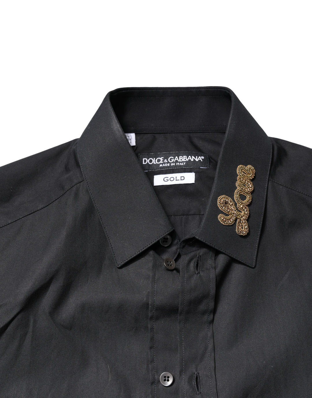 Dolce &amp; Gabbana Sample Sale Dolce &amp; Gabbana Black Love Embroidery GOLD Formal Dress Shirt - | Designer outlet
