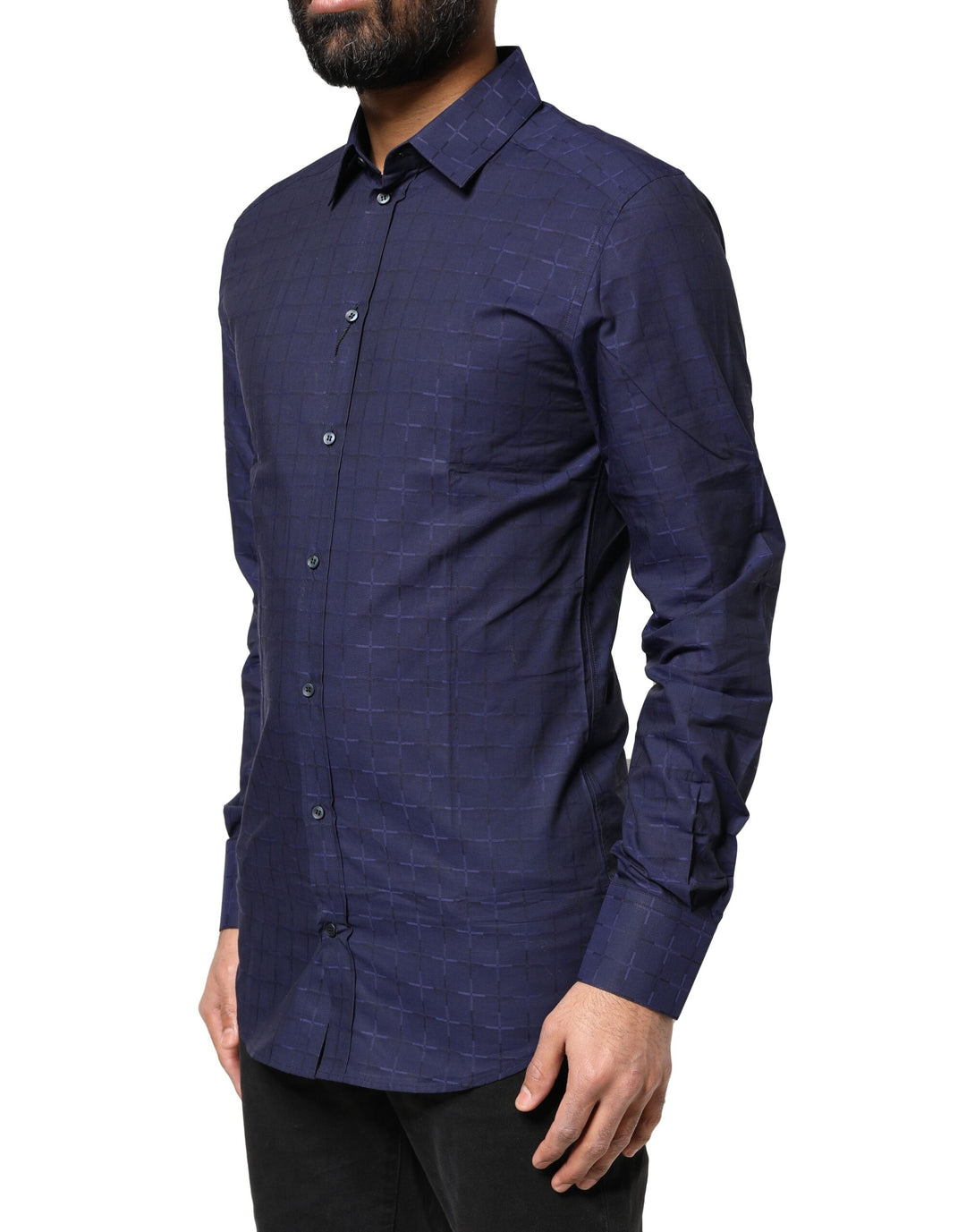 Dolce &amp; Gabbana Blue Check Tartan GOLD Formal Dress Shirt by Dolce &amp; Gabbana outlet now on sale