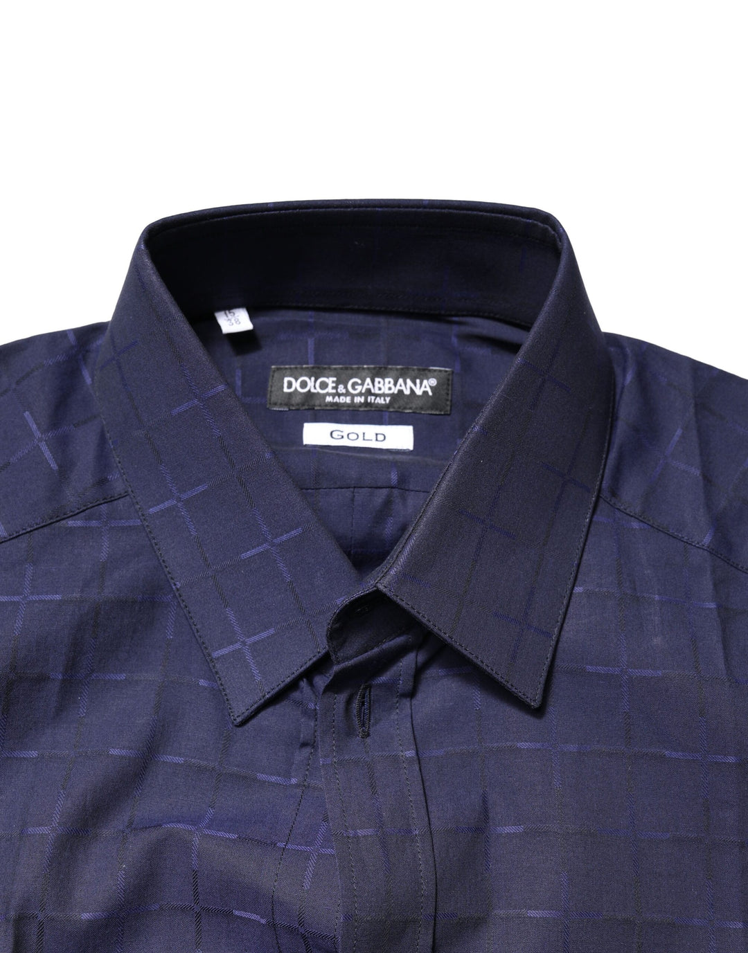 Dolce &amp; Gabbana Blue Check Tartan GOLD Formal Dress Shirt by Dolce &amp; Gabbana outlet now on sale