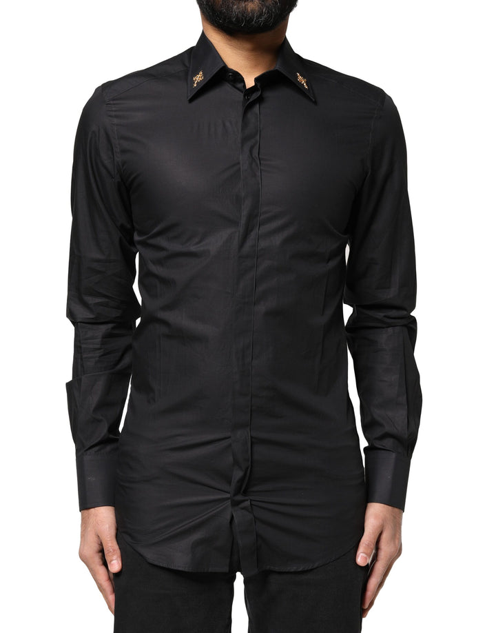 Dolce &amp; Gabbana Sample Sale Dolce &amp; Gabbana Black GOLD Cross Embellished Men Dress Shirt - | Designer outlet