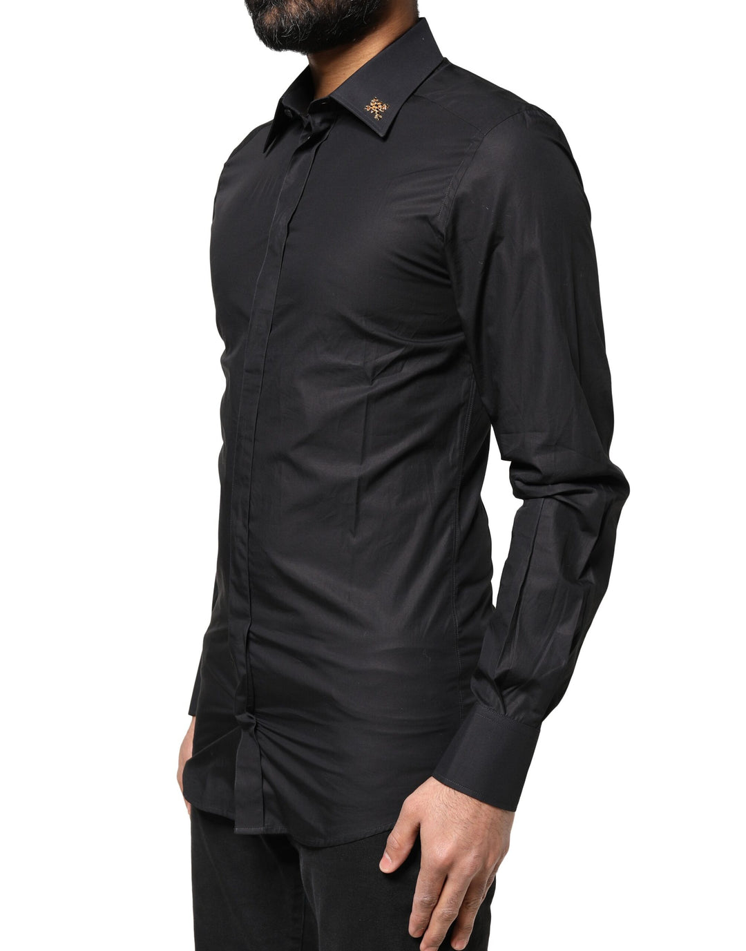 Dolce &amp; Gabbana Sample Sale Dolce &amp; Gabbana Black GOLD Cross Embellished Men Dress Shirt - | Designer outlet
