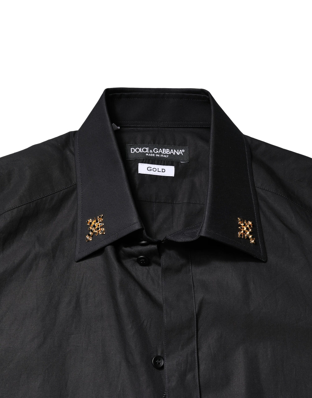 Dolce &amp; Gabbana Sample Sale Dolce &amp; Gabbana Black GOLD Cross Embellished Men Dress Shirt - | Designer outlet